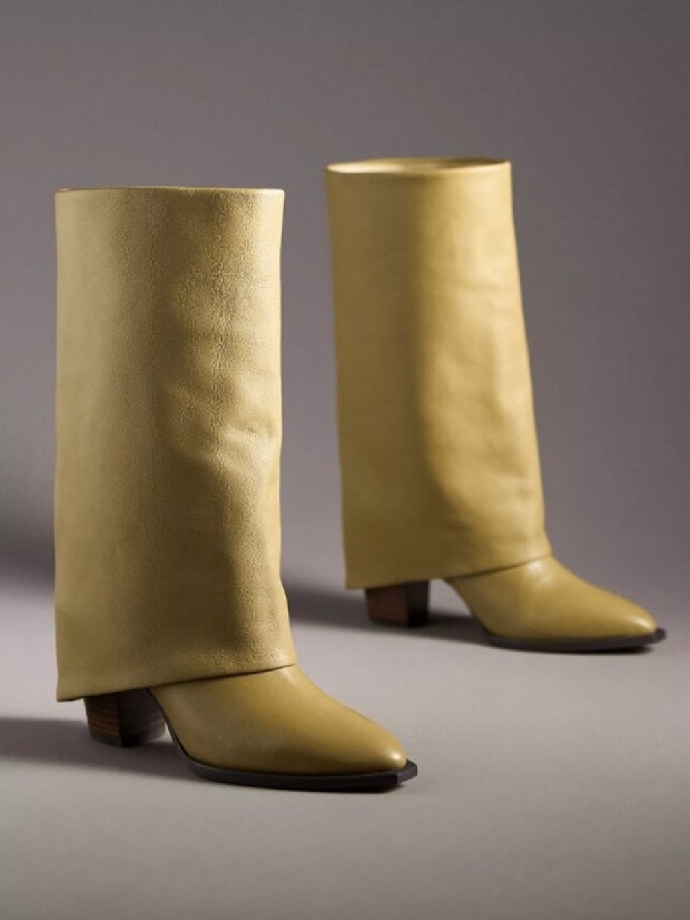 Anthropologie || Silent D Foldover Boots Taupe Green 39